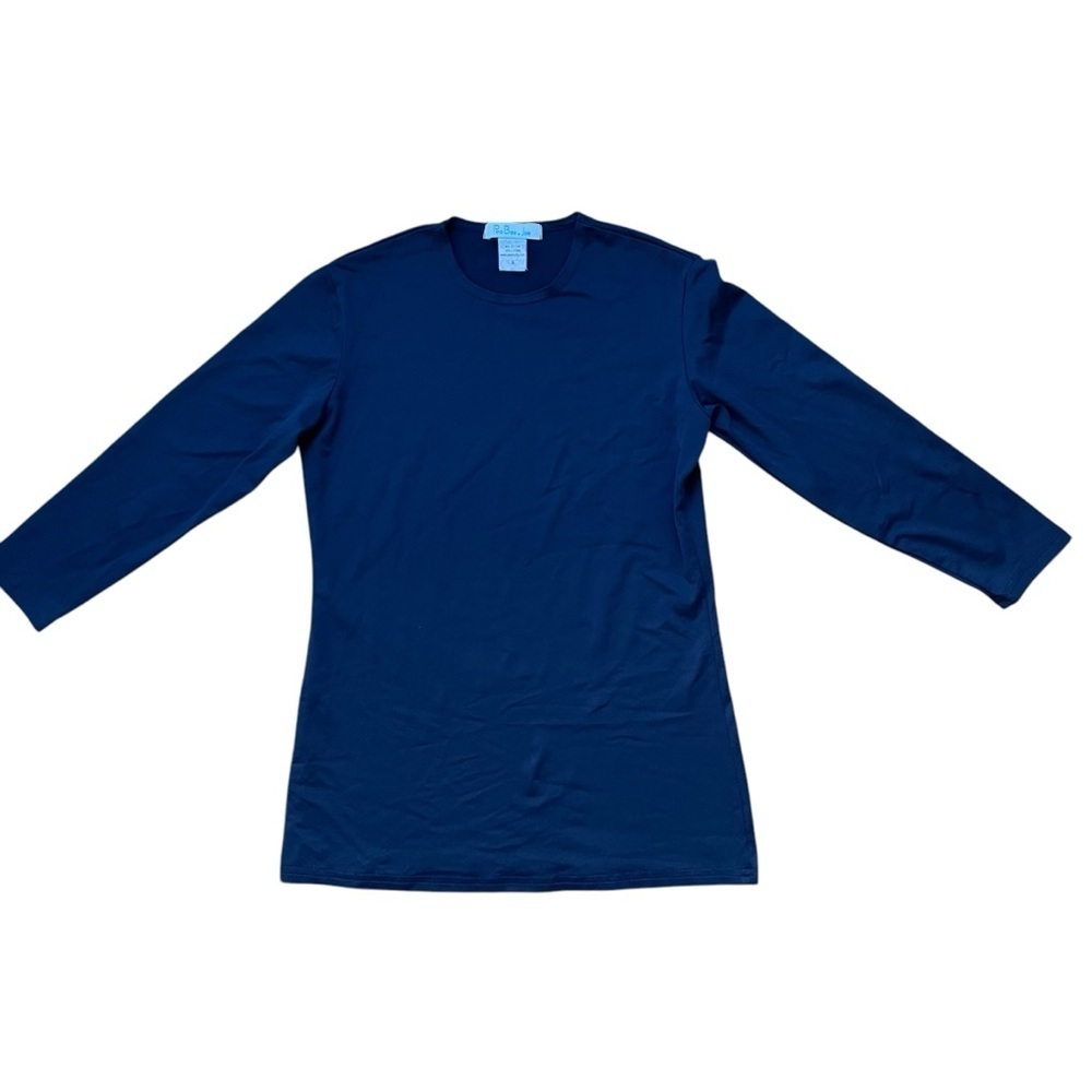 Pea Bee & Jae Navy Blue 3/4 Sleeve Shell Tee Women’s Size Small Slim Fit Stretch